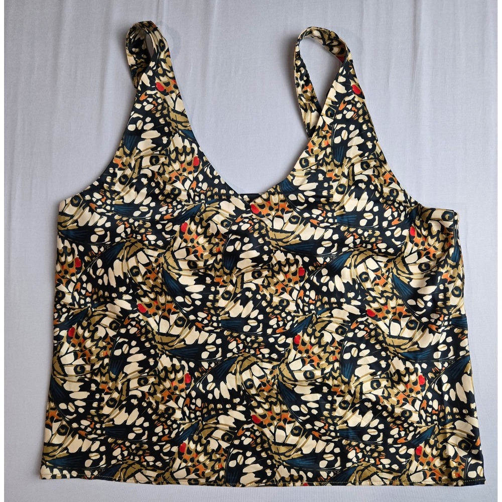 Wildfang The Empower Satin Cami Butterfly Wing Print Adjustable Straps Small